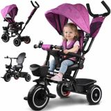 Triratis dviratukas Tiny Bike 3in1 su stogeliu ružavas