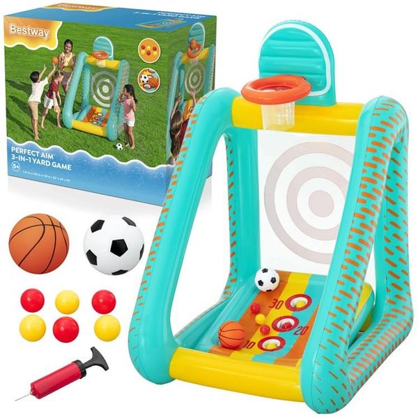 Bestway Lauko žaidimas 3 viename: krepšinis, futbolas ir taiklumo žaidimas 127x109x178cm 52813
