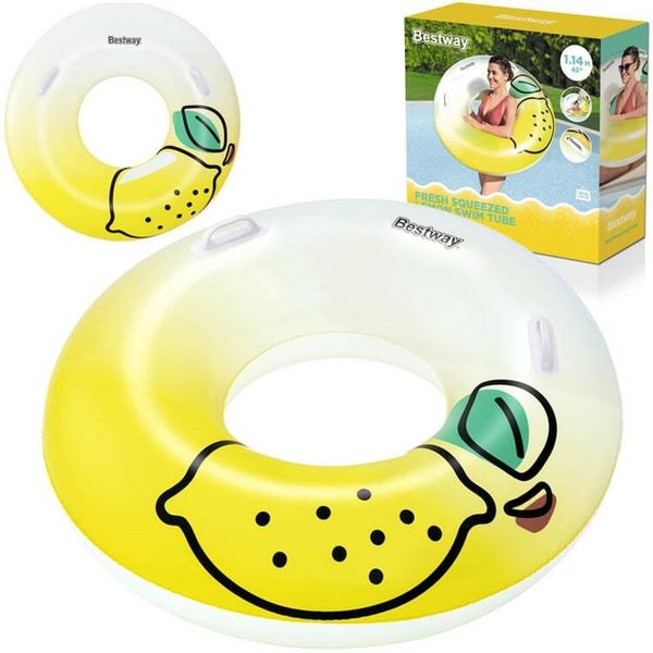 Plaukimo žiedas Bestway Lemon su rankenomis, 114 cm, 36448