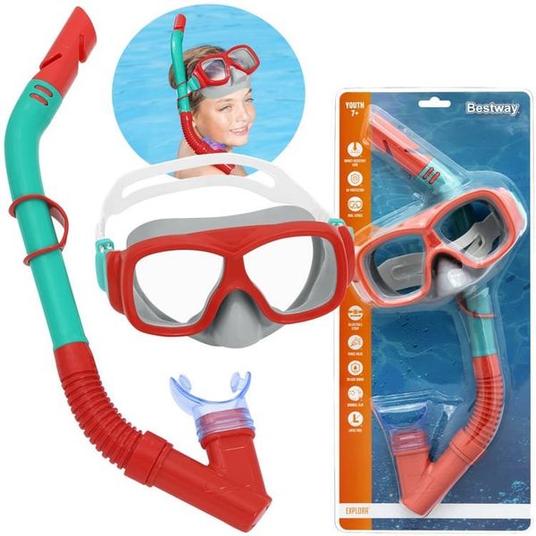 Bestway nardymo kaukės ir vamzdelio rinkinys RAUDONA 7+ 24032
