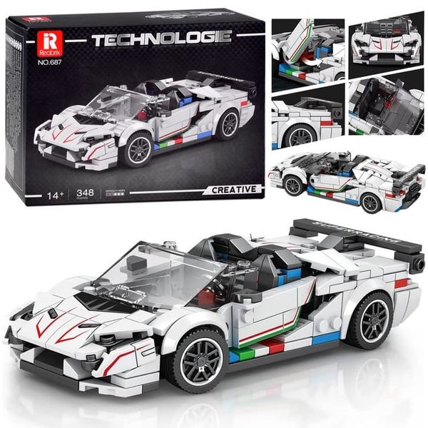 Techninių kaladėlių rinkinys Super sportinis automobilis WHITE CABRIOLET aptakas 348 dalys ZA5787